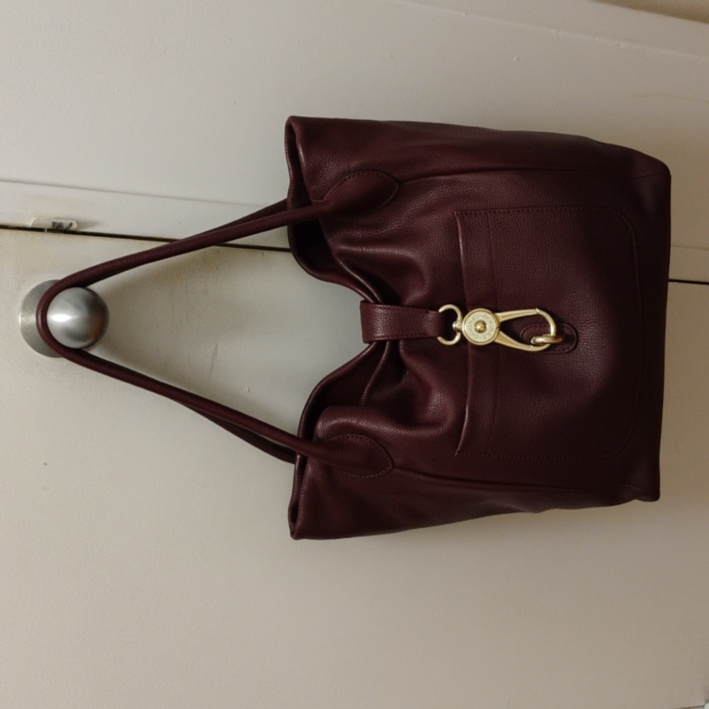 Dooney&burke Maroon Leather Tote Bag